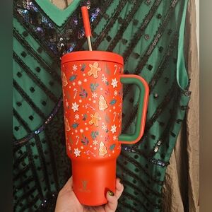MEOKY Holiday/christmas Tumbler. Handle, Straw. Red. 40oz